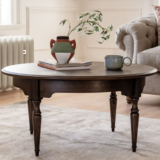 Madisen Wooden Round Coffee Table In Coffee