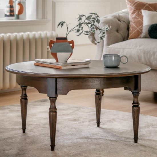 Madisen Round Wooden Coffee Table In Coffee_1
