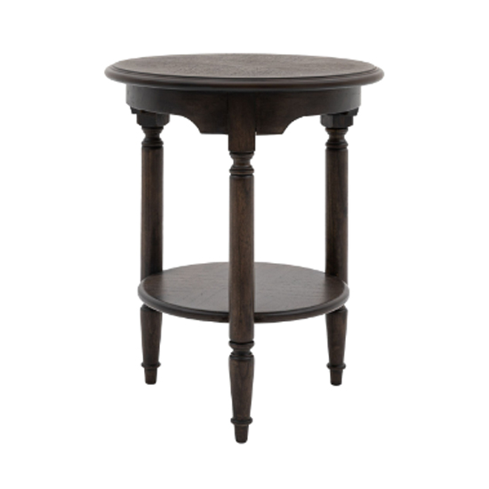 Madisen Wooden Round Side Table In Coffee