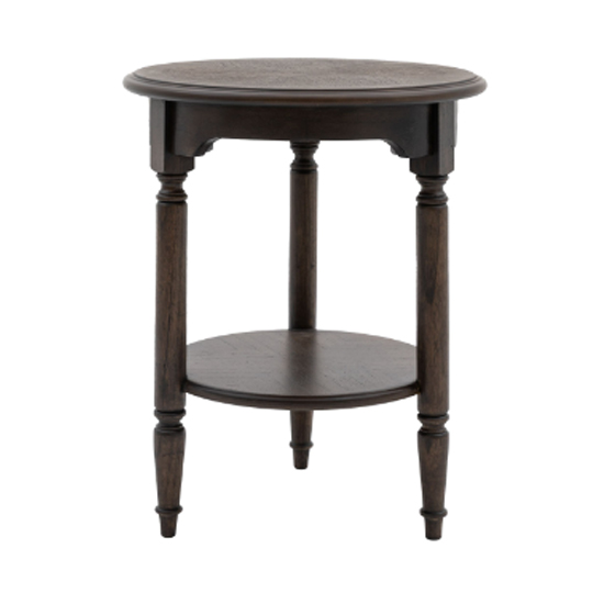 Madisen Wooden Round Side Table In Coffee