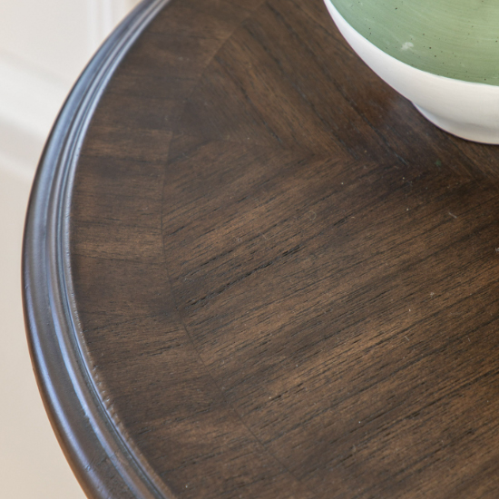 Madisen Wooden Round Side Table In Coffee