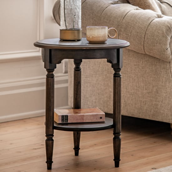 Product photograph of Madisen Round Wooden Side Table In Coffee from Furniture in Fashion