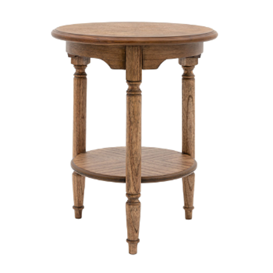 Madisen Wooden Round Side Table In Peroba