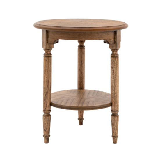 Madisen Wooden Round Side Table In Peroba