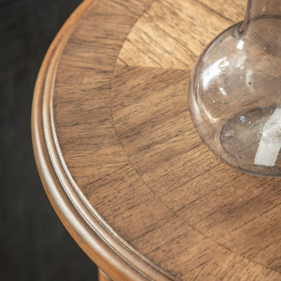 Madisen Wooden Round Side Table In Peroba