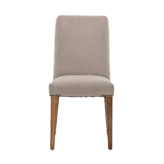 Madisen Taupe Velvet Dining Chairs With Oak Legs In Pair