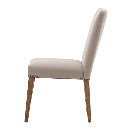 Madisen Taupe Velvet Dining Chairs With Oak Legs In Pair