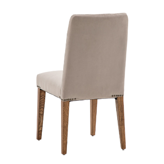 Madisen Taupe Velvet Dining Chairs With Oak Legs In Pair
