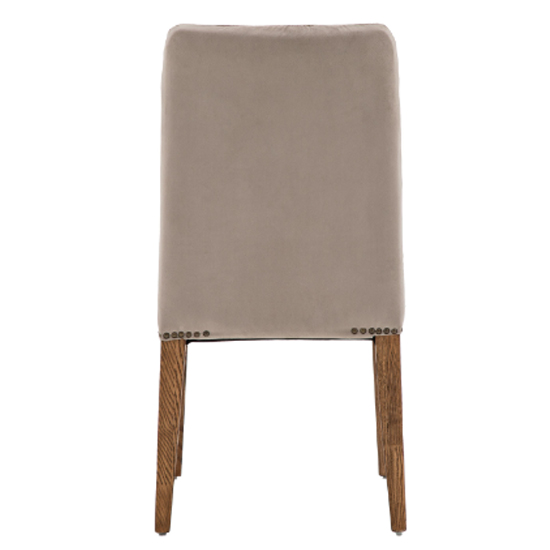 Madisen Taupe Velvet Dining Chairs With Oak Legs In Pair