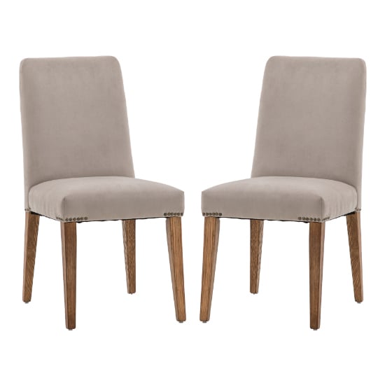 Read more about Madisen taupe velvet dining chairs in pair