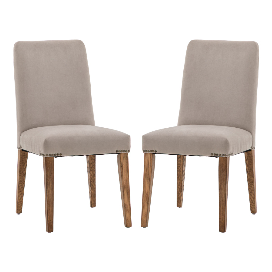 Madisen Taupe Velvet Dining Chairs In Pair