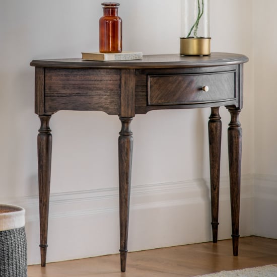 Photo of Madisen wooden console table with 1 drawer in coffee