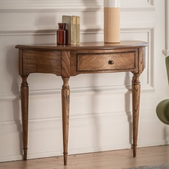 Read more about Madisen wooden console table with 1 drawer in peroba