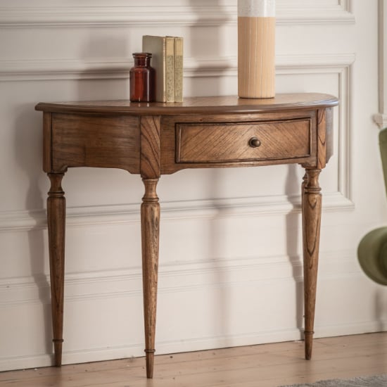 Photo of Madisen wooden console table with 1 drawer in peroba