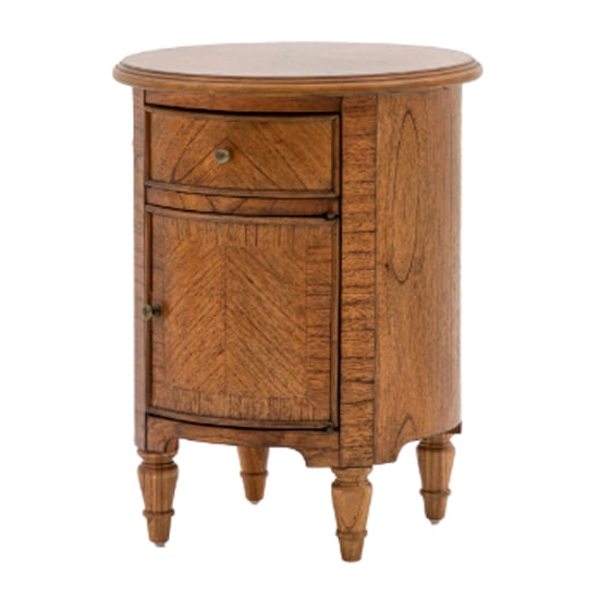 Madisen Wooden Side Table With 1 Door 1 Drawer In Peroba