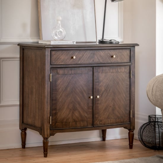 Product photograph of Madisen Wooden Sideboard With 2 Doors And 1 Drawer In Coffee from Furniture in Fashion