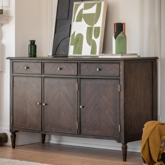 Madisen Wooden Sideboard With 3 Doors And 3 Drawers In Coffee