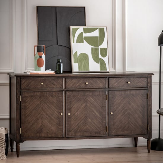 Photo of Madisen wooden sideboard with 3 doors and 3 drawers in coffee