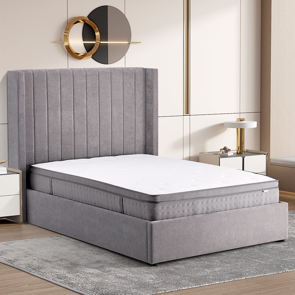 Madison Fabric Ottoman Storage Double Bed In Grey