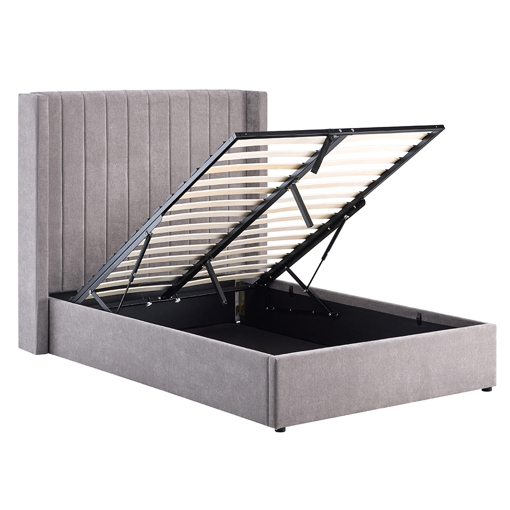 Madison Fabric Ottoman Storage King Size Bed In Grey
