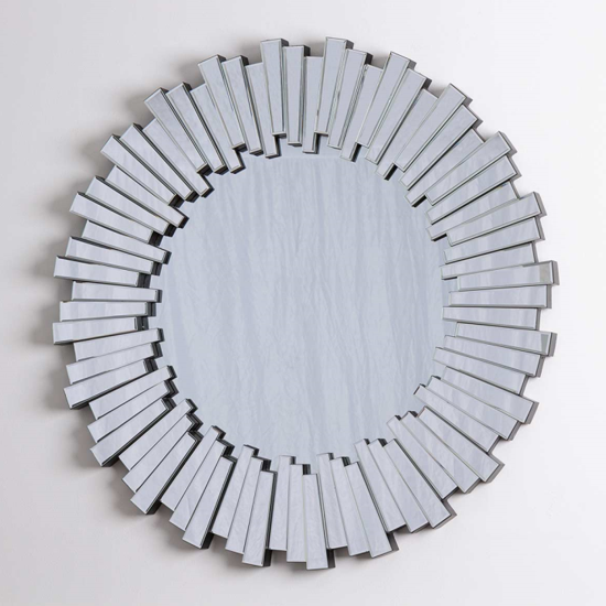 Photo of Madison round wall mirror in mosaic wooden frame