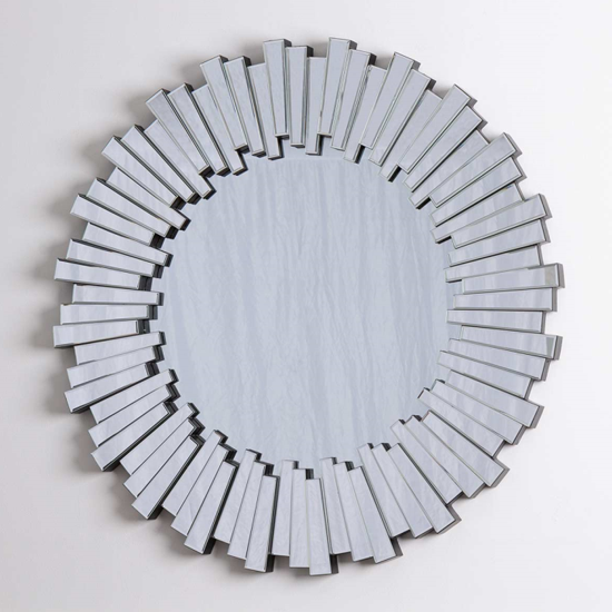 Madison Round Wall Mirror In Mosaic Wooden Frame thumbnail