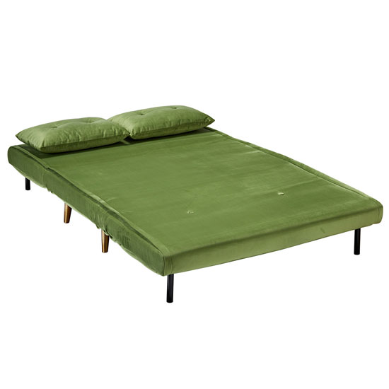 Manor Velvet Upholstered Sofa Bed In Green With Gold Legs_4