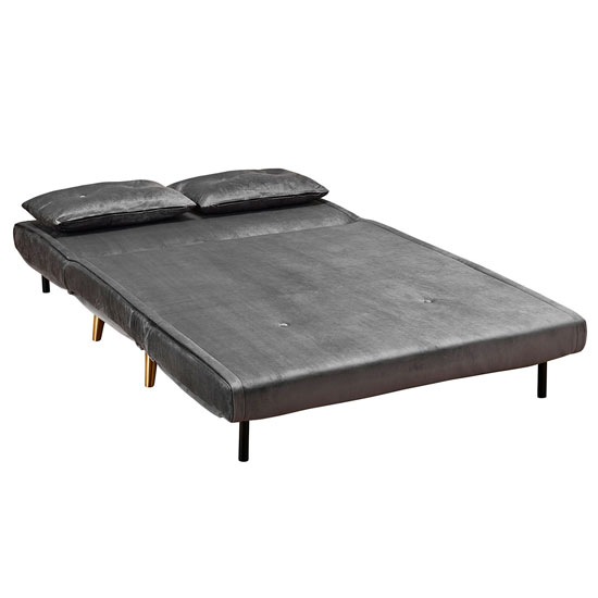 Manor Velvet Upholstered Sofa Bed In Grey With Gold Legs_4