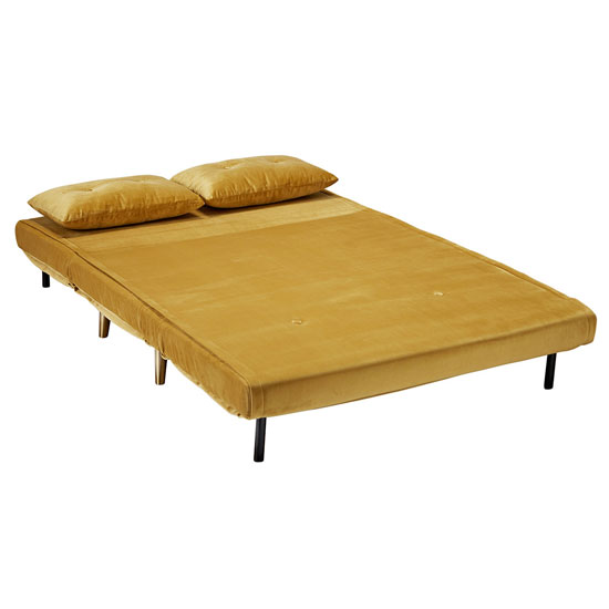 Manor Velvet Upholstered Sofa Bed In Mustard With Gold Legs_4