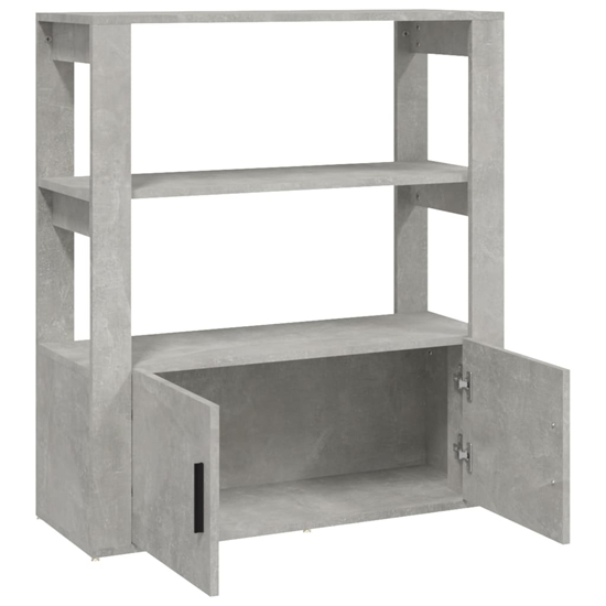 Madison Wooden Shelving Unit With 2 Doors In Concrete Effect