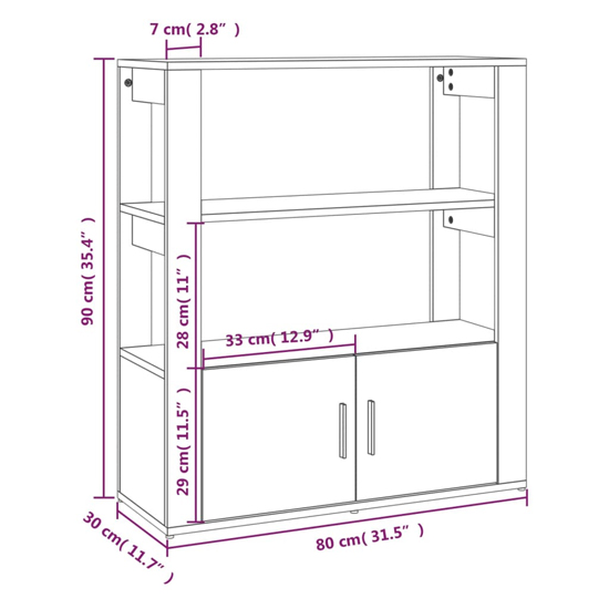 Madison Wooden Shelving Unit With 2 Doors In Concrete Effect