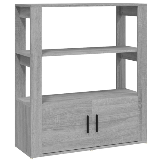 Madison Wooden Shelving Unit With 2 Doors In Grey Sonoma Oak