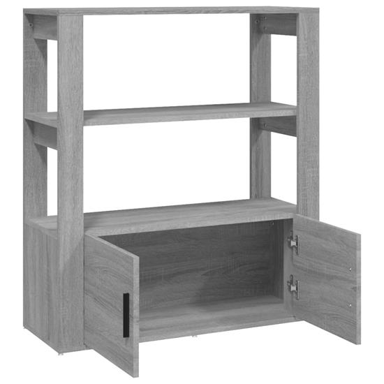 Madison Wooden Shelving Unit With 2 Doors In Grey Sonoma Oak