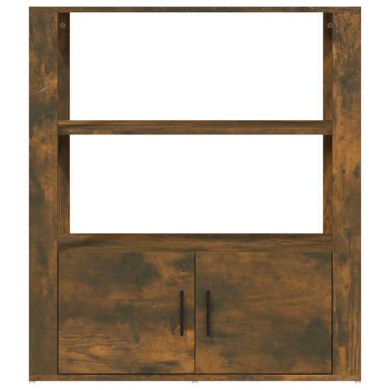 Madison Wooden Shelving Unit With 2 Doors In Smoked Oak