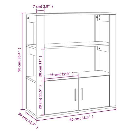 Madison Wooden Shelving Unit With 2 Doors In Smoked Oak