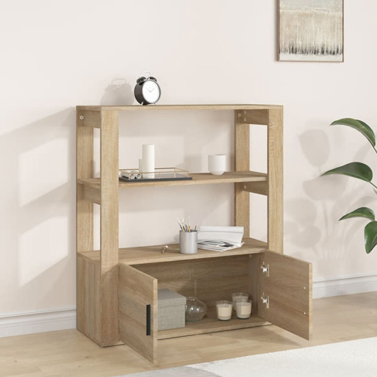 Madison Wooden Shelving Unit With 2 Doors In Sonoma Oak
