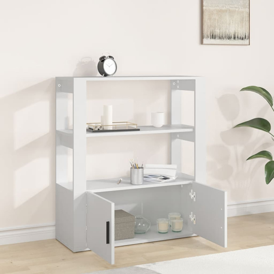 Madison Wooden Shelving Unit With 2 Doors In White Furniture in Fashion