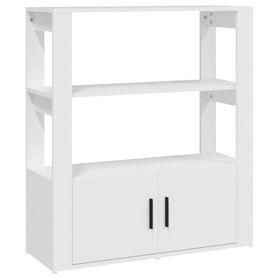 Madison Wooden Shelving Unit With 2 Doors In White Furniture in Fashion