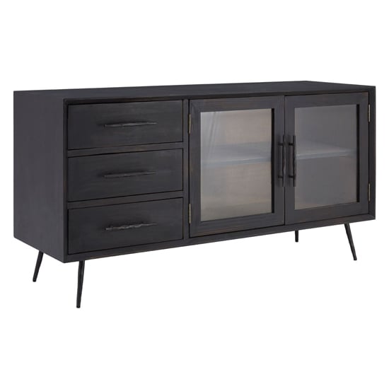 Madoca Wooden Sideboard With 2 Doors And 3 Drawers In Dark Grey_2