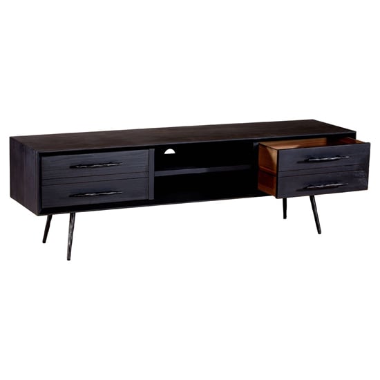 Madoca Wooden TV Stand With 2 Drawers And 1 Shelf In Dark Grey_2