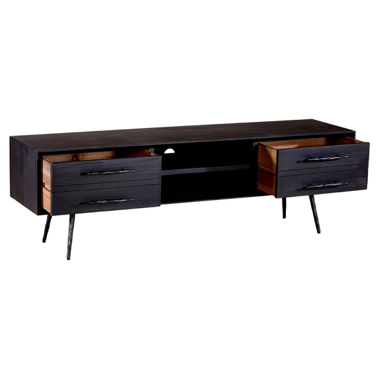 Madoca Wooden TV Stand With 2 Drawers And 1 Shelf In Dark Grey_3