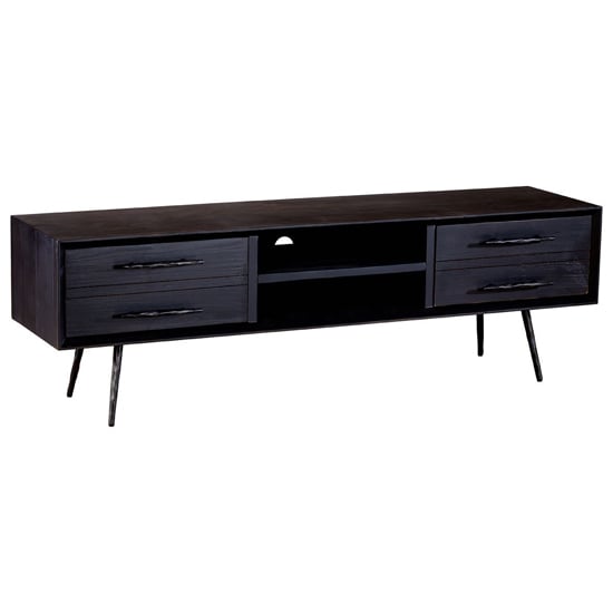 Photo of Madoca wooden tv stand with 2 drawers and 1 shelf in dark grey