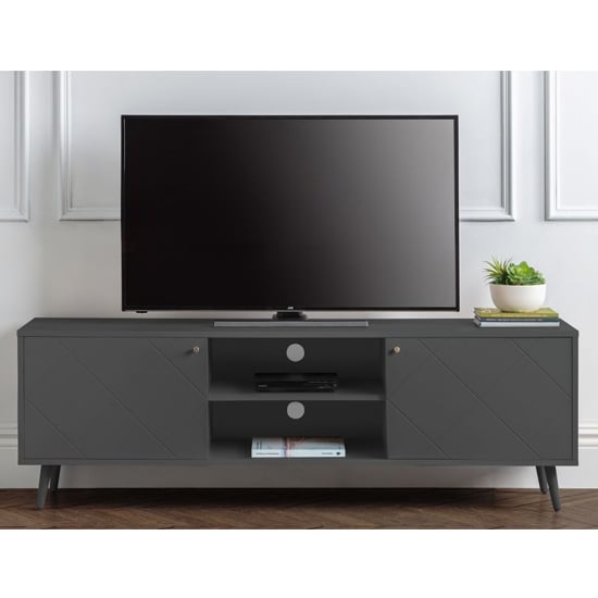 Madra Wooden TV Stand In Grey With 2 Doors
