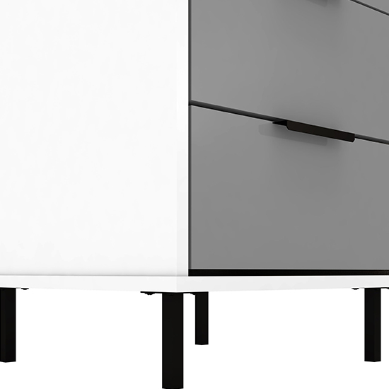 Madric Gloss Bedside Cabinet With 3 Drawers In Grey And White