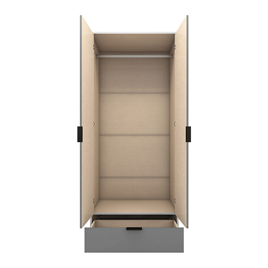 Madric Mirrored Gloss Wardrobe With 2 Doors In Grey And White