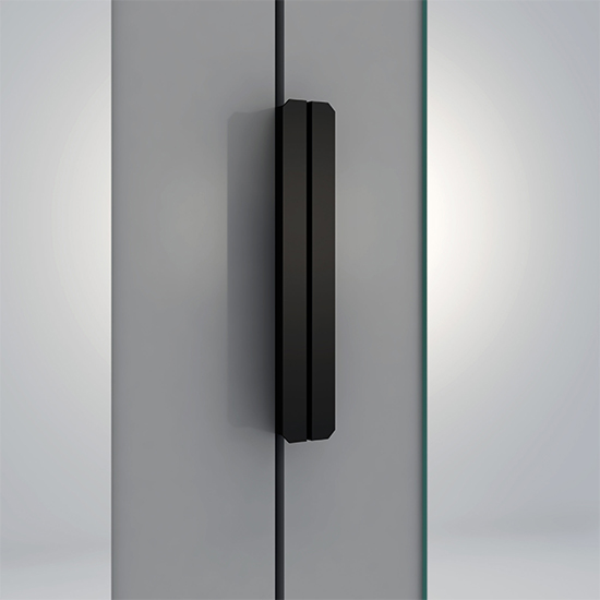 Madric Mirrored Gloss Wardrobe With 4 Doors In Grey And White