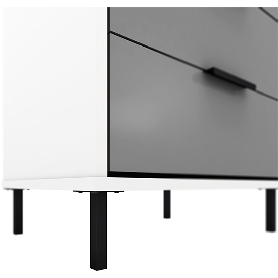 Madric Narrow High Gloss Chest Of 5 Drawers In Grey And White