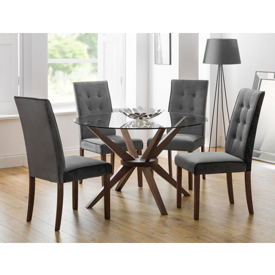 Maaike Grey Velvet Dining Chair In Pair