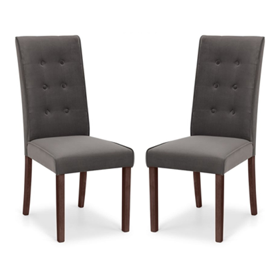 Product photograph of Maaike Grey Velvet Dining Chair In Pair from Furniture in Fashion