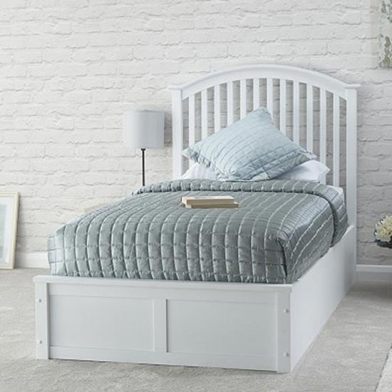 Photo of Millom ottoman wooden single bed in white